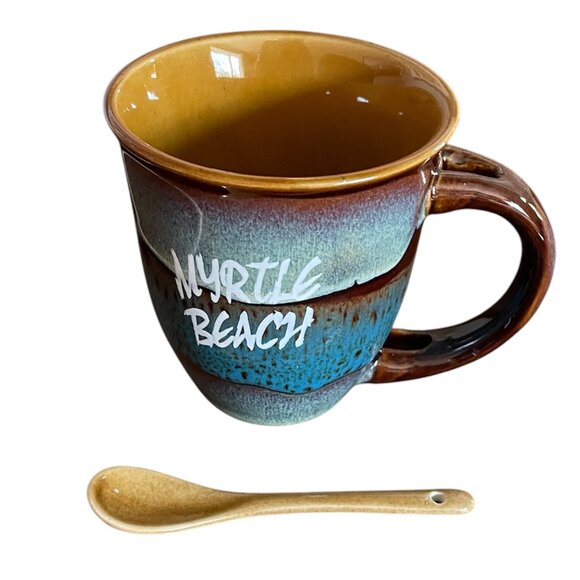 Myrtle Beach Mug with Spoon-Soup Mug with Spoon-Hot Cocoa Mug-New - Picture 2 of 7